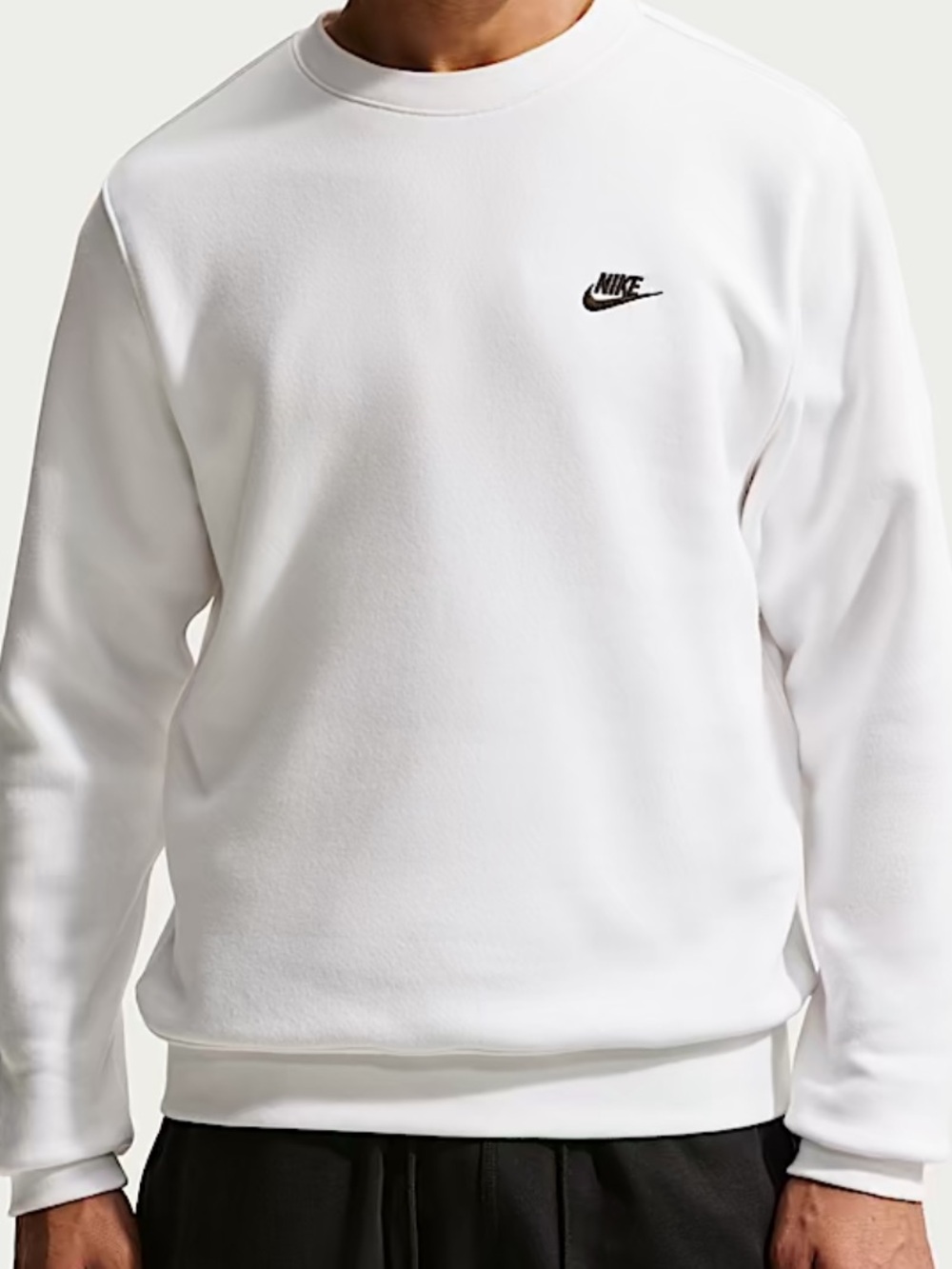 Nike Club Fleece White Crewneck Sweatshirt size Large